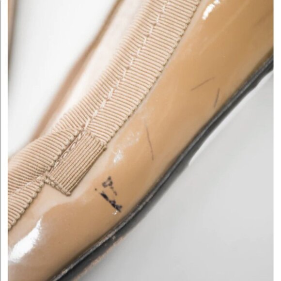LANVIN TAN PATENT LEATHER POINTED TOE FLATS WITH RIBBON TRIM SIZE 36 - Picture 10 of 16